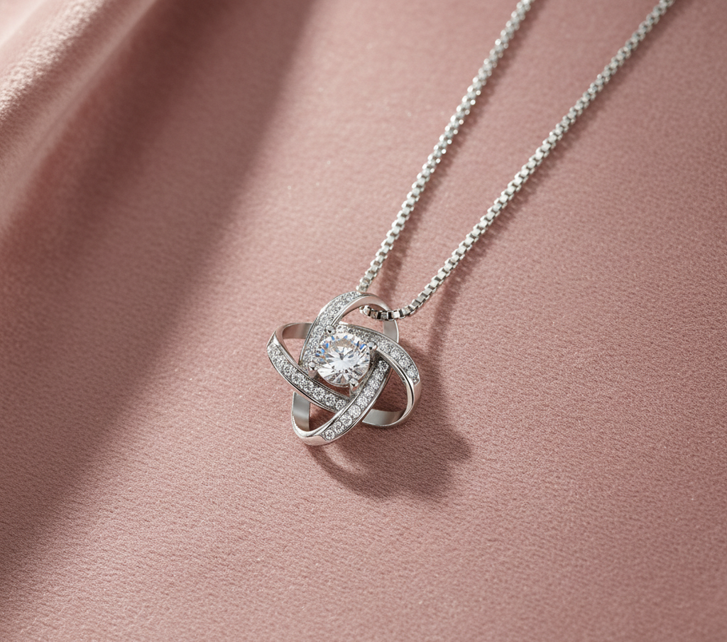 Silver Knot on Dusty Rose