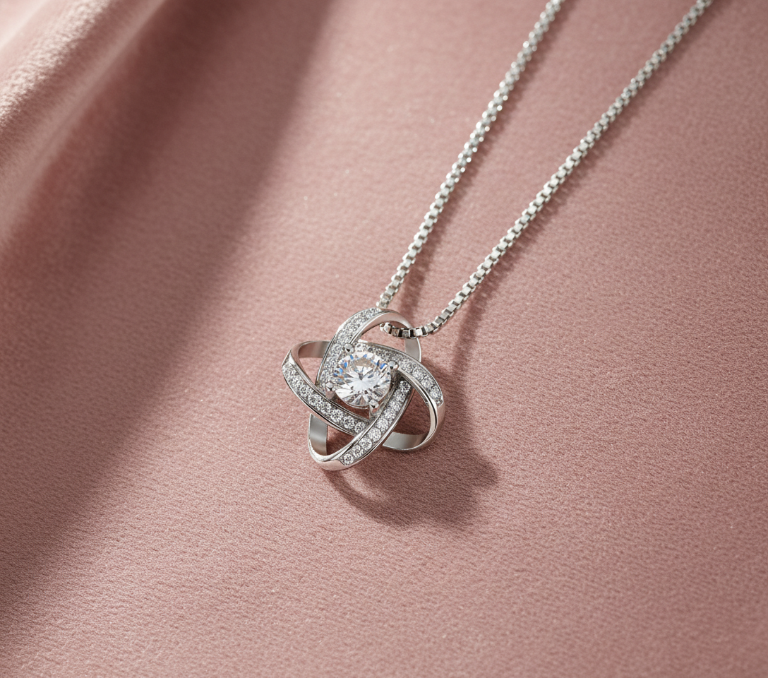 Silver Knot on Dusty Rose