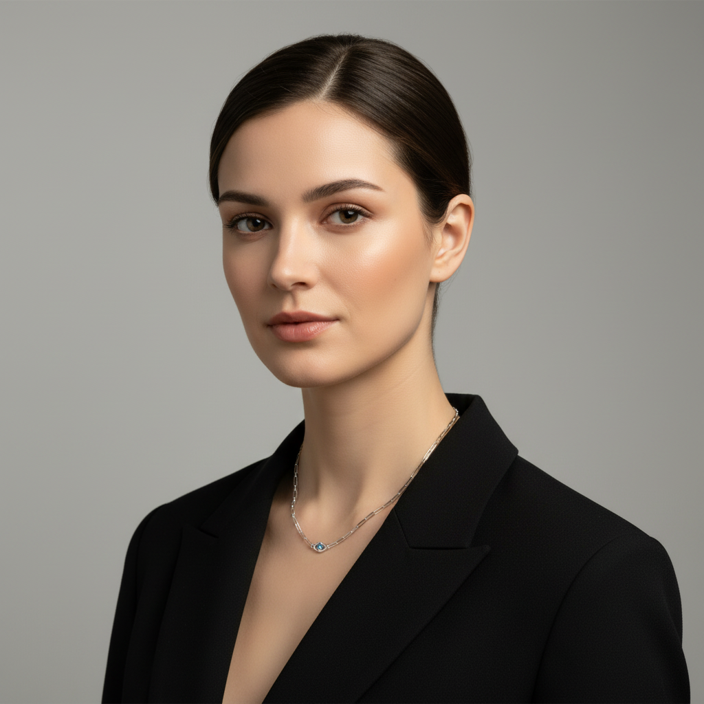 Silver Paperclip Necklace - Black Blazer