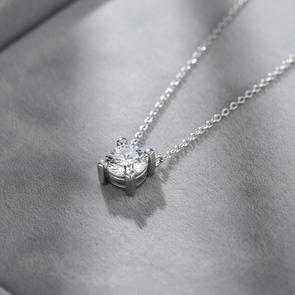 Silver Solitaire on Grey Velvet