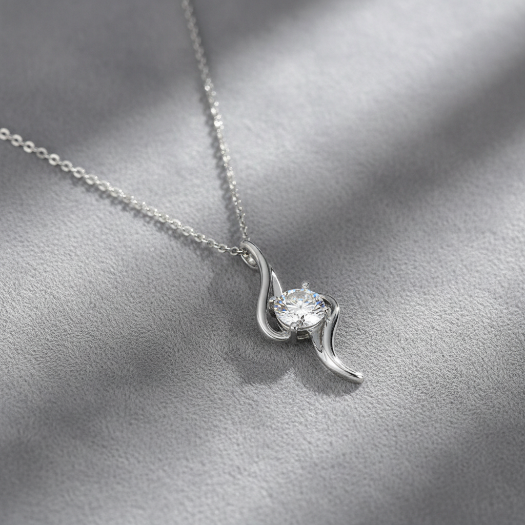 Twisted Flame Necklace on Grey Velvet