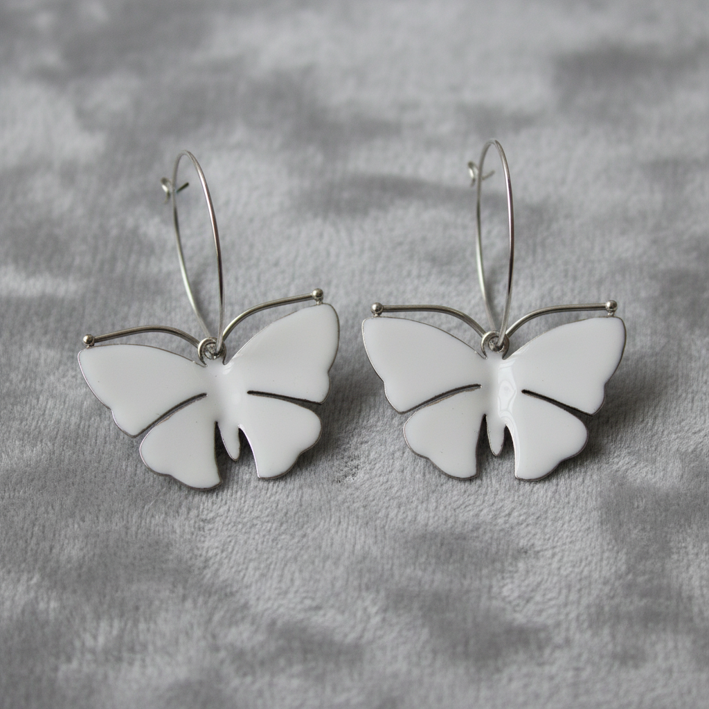 White Butterfly on Grey Velvet