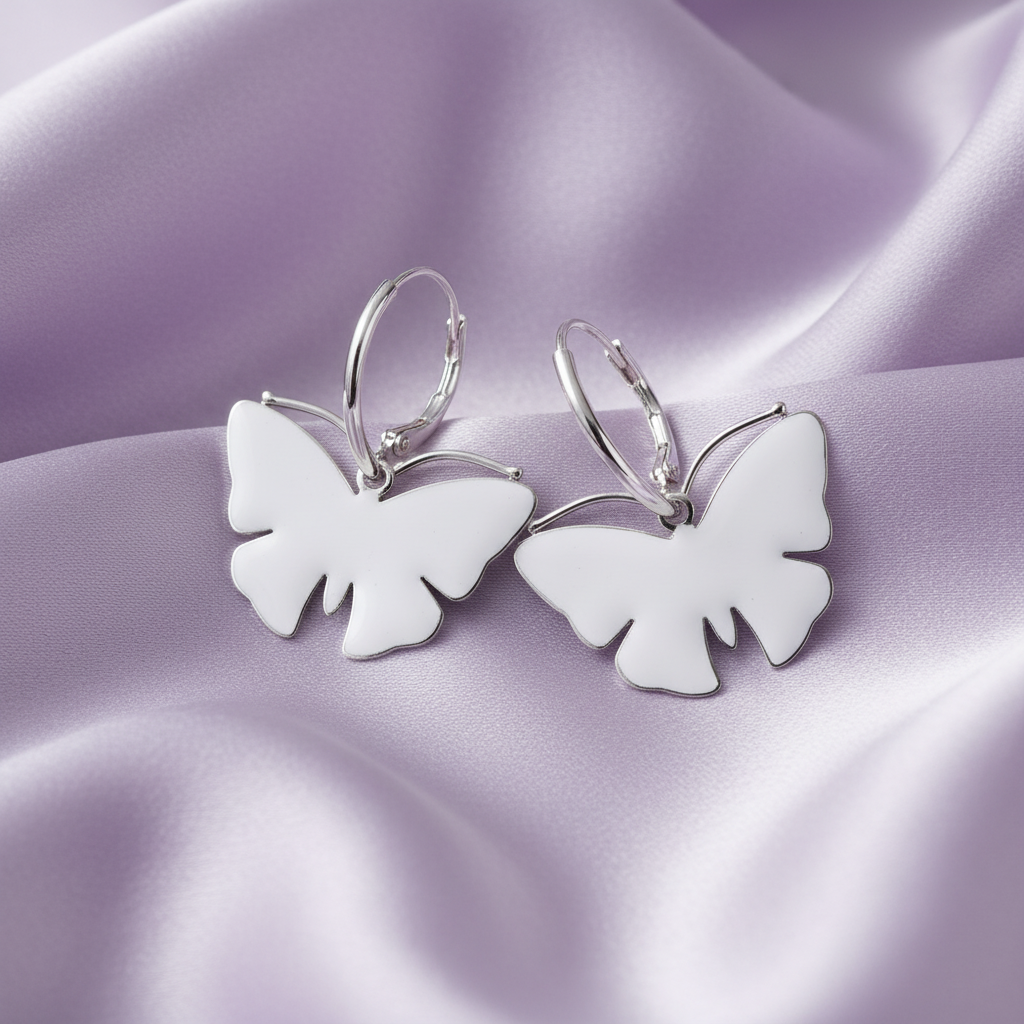 White Butterfly on Lavender Silk